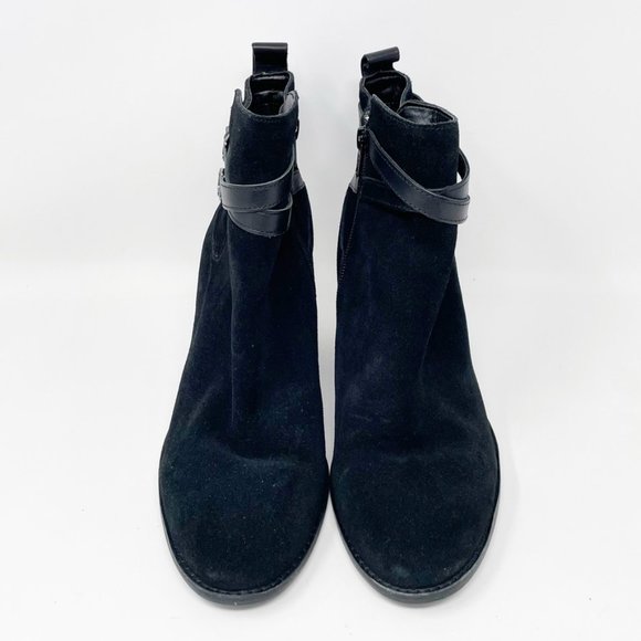 Alex Marie Womens Black Suede Leather Buckle Accent Side Zip Bootie Size 9.5 - Picture 3 of 11